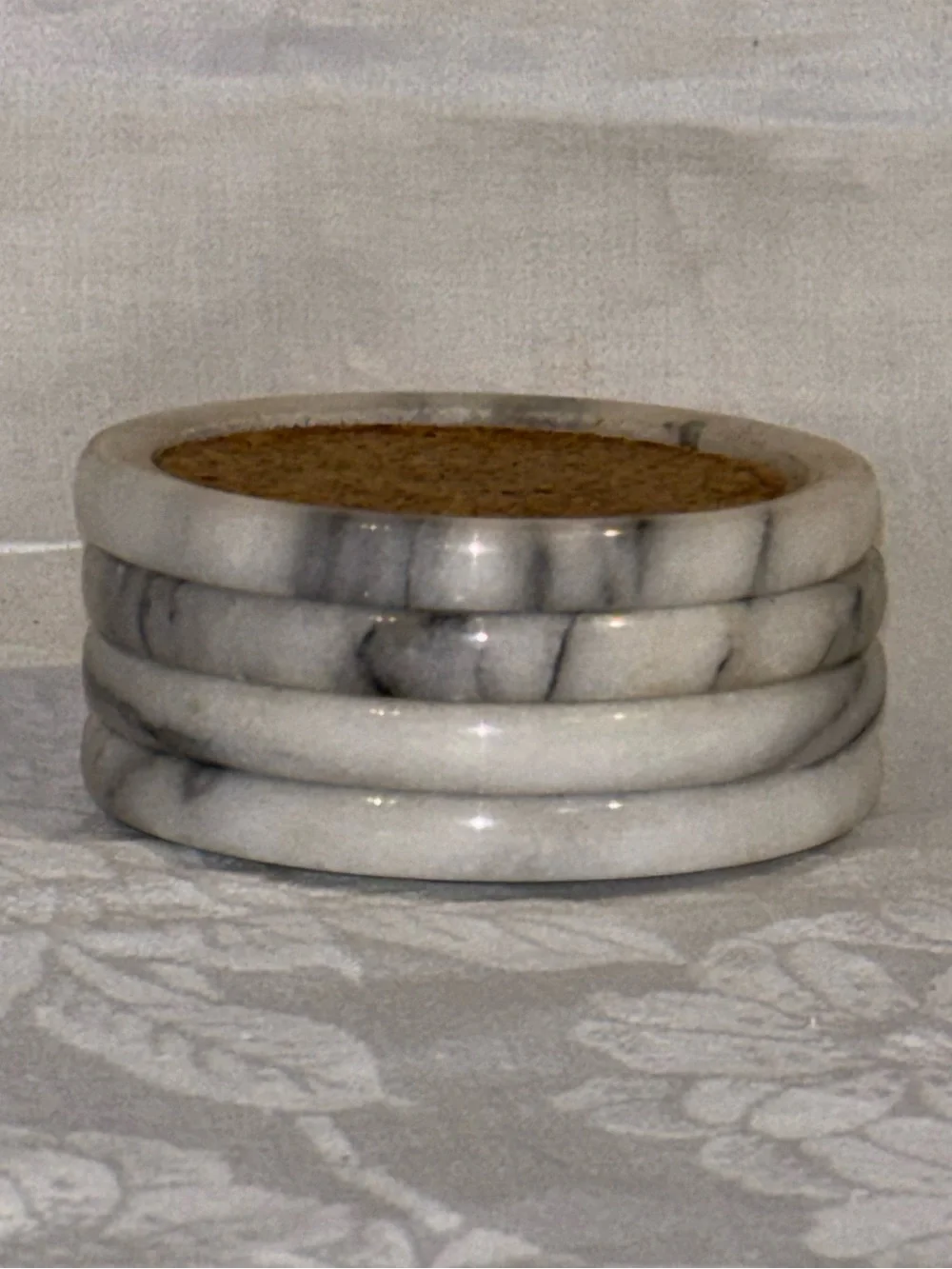 Italian Marble Coasters MCM Made in Italy Vintage Set of 4 Cork Inlay